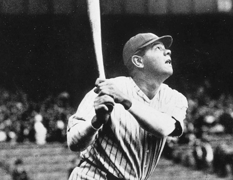 Iconic image showcasing Babe Ruth during his historic 60 home run season.